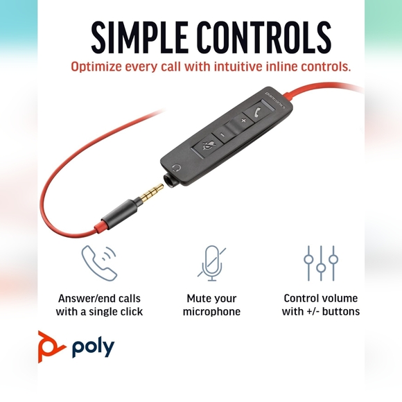 Poly Blackwire 3225 Wired Headset (Plantronics) Brand New in Box - Picture 4 of 11